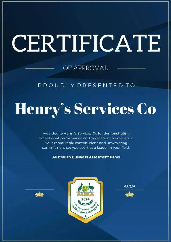 henry service co certificate4